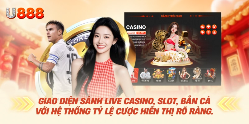 U88 – UU88 Nhà Cái U888.COM Kho Game Đa Dạng, Ưu Đãi Hấp Dẫn 2026 17 Giao diện sảnh Live Casino, slot, bắn cá với hệ thống tỷ lệ cược hiển thị rõ ràng.